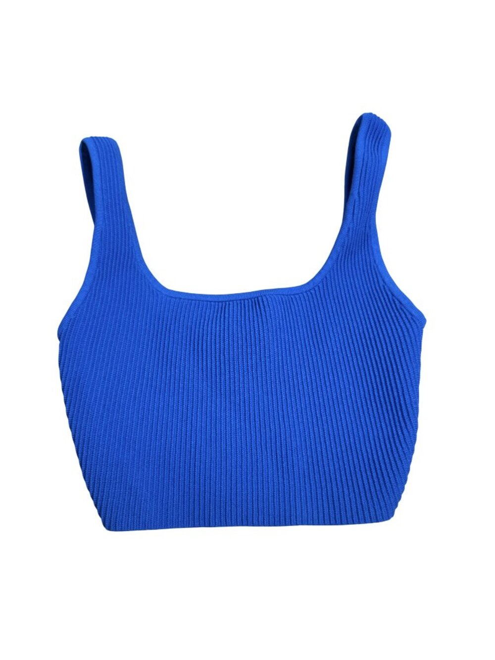 Babaton Sculpt Knit Cropped Tank Top Blue Ribbed Stretch Women 2XS Aritzia